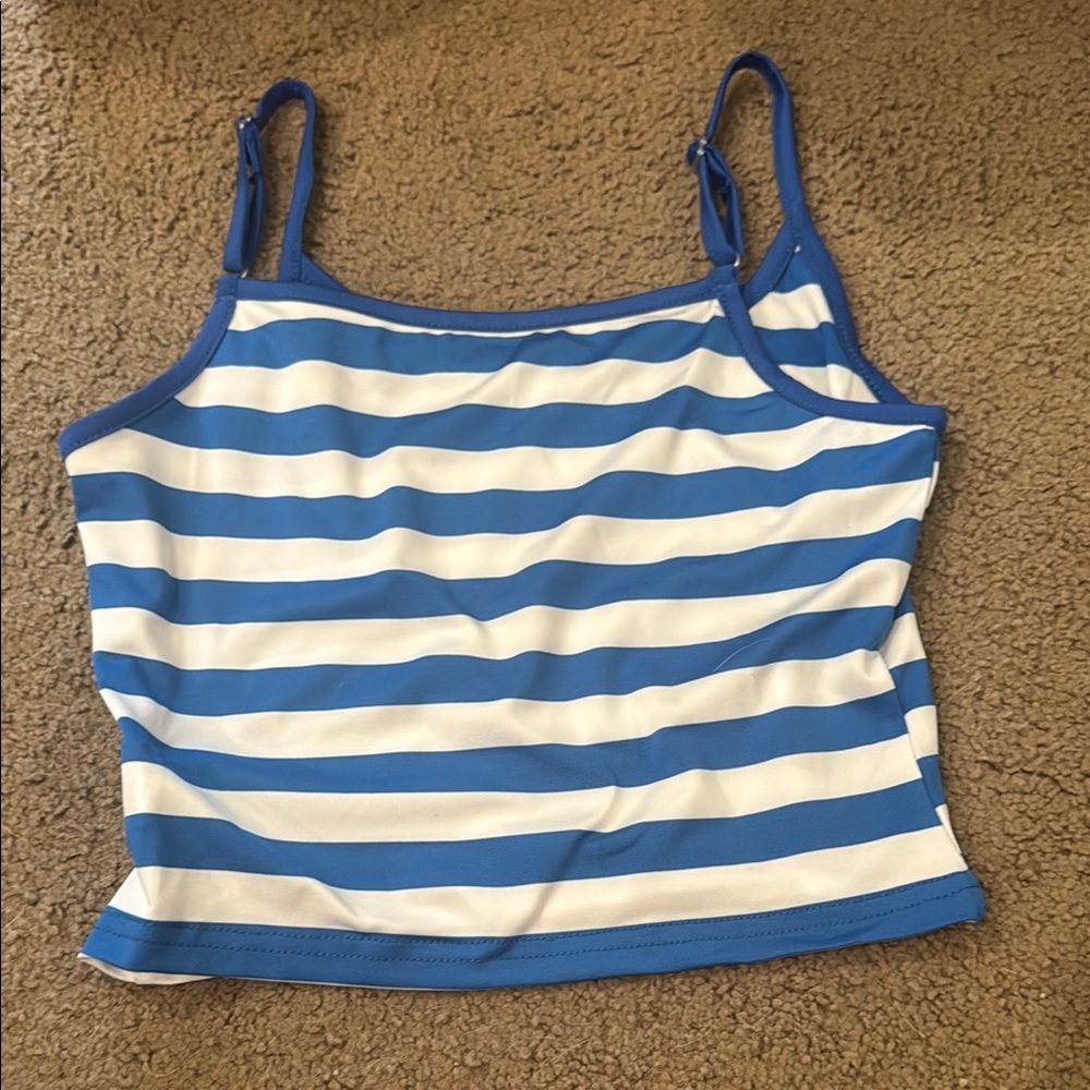 SHEIN Blue and White Striped Crop Top